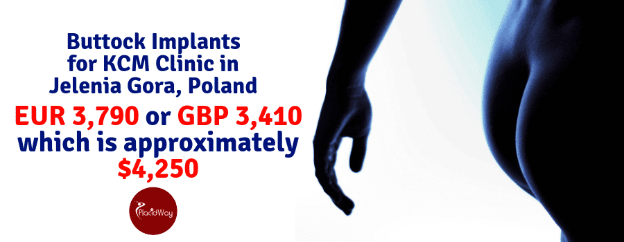 Costo degli impianti glutei presso la clinica KCM di Jelenia Gora, Polonia Cost of Buttock Implants at KCM Clinic in Jelenia Gora, Poland